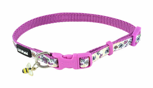 Coastal Pet Products Li'l Bumble Bees Li'l Pals Charming Ribbon Overlay Dog Collar